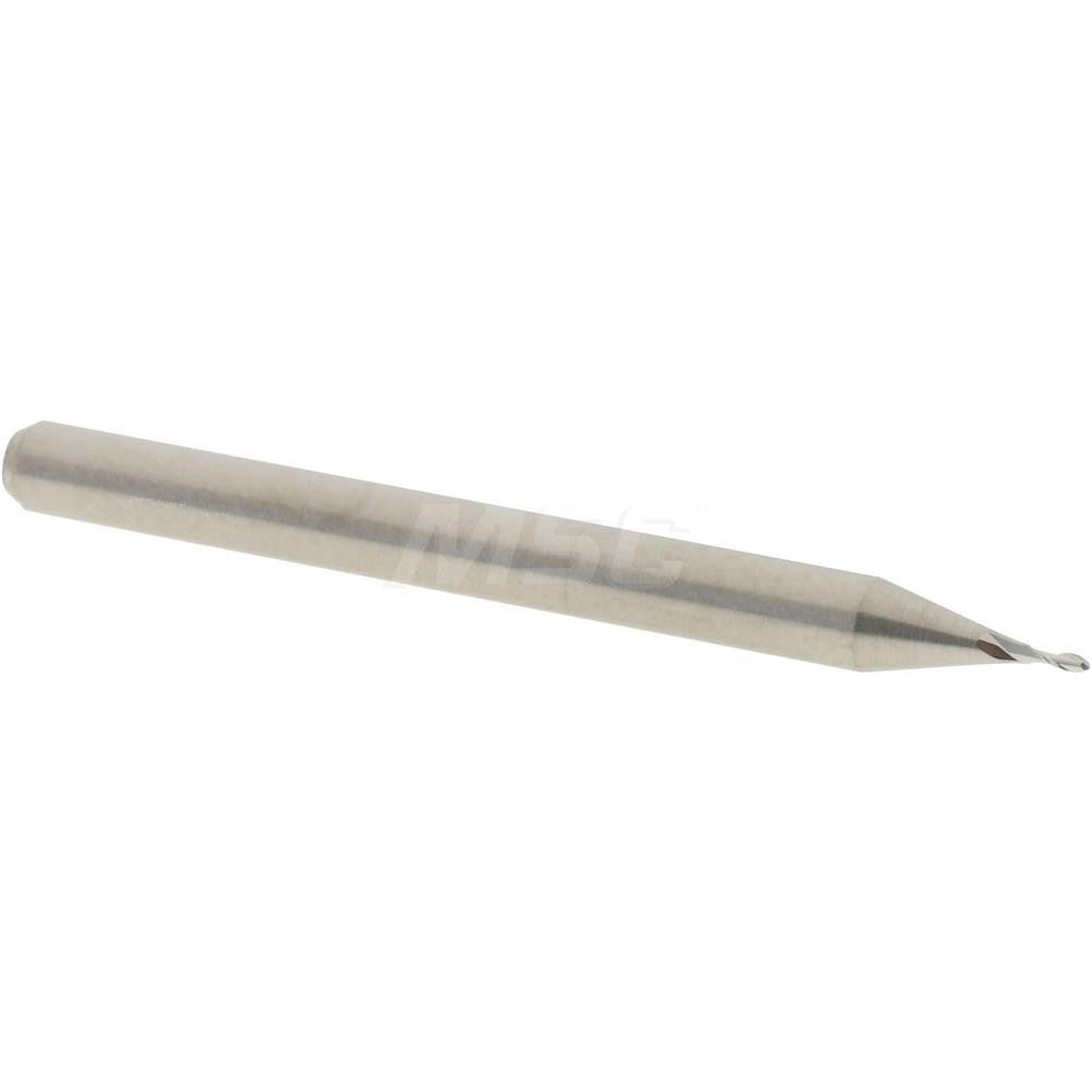 Accupro 12463593 Ball End Mill 0.025" Dia, 0.075" LOC, 2 Flute, Solid Carbide