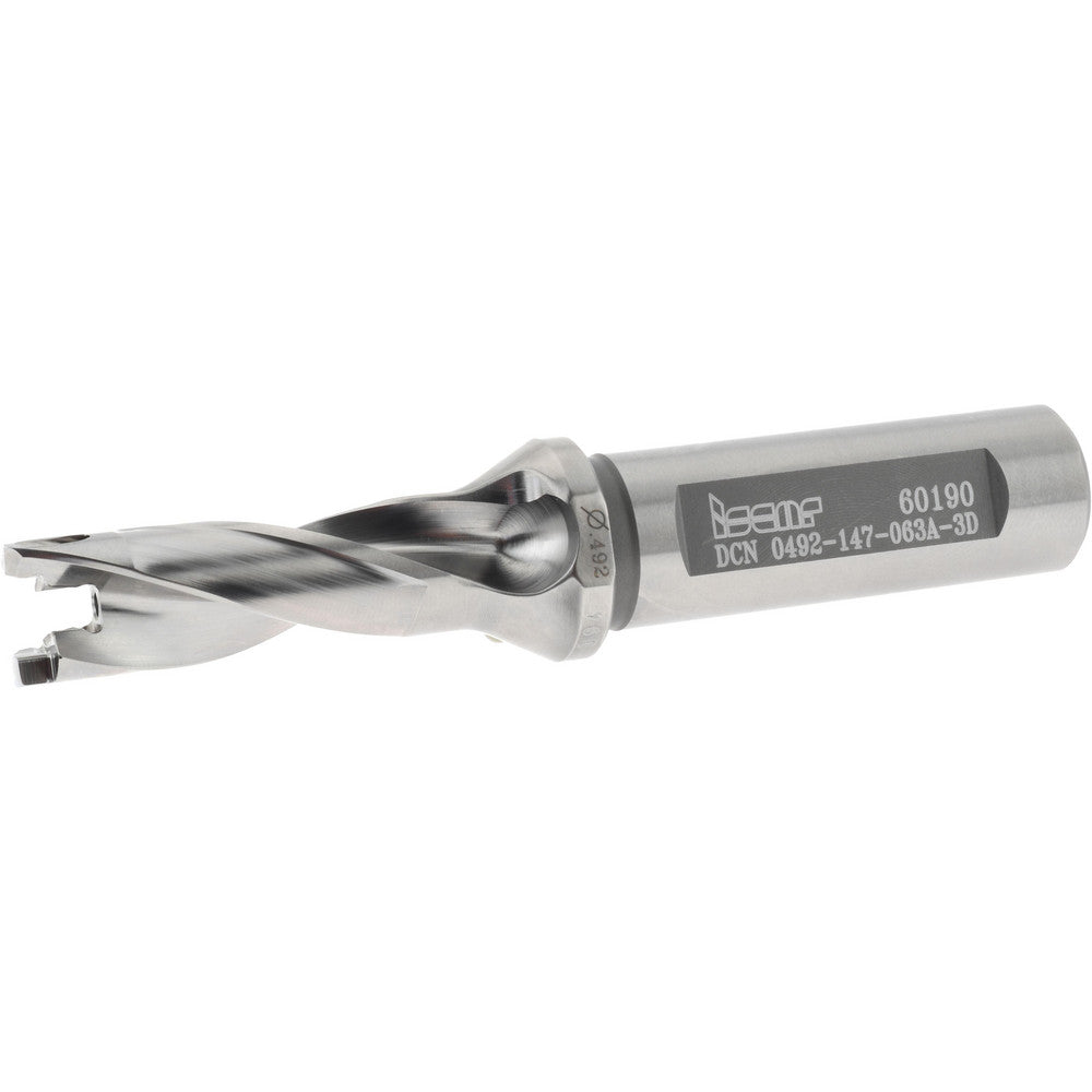 Iscar 3202285 Replaceable-Tip Drill 0.492 to 0.508" Dia, 1.47" Max Depth, 5/8" Weldon Flat Shank