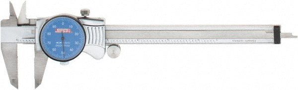 SPI CMS160725033 Dial Caliper 6", 0.001000" Graduation, 0.1" per Revolution, 0.0010" Accuracy, Calibrated, Stainless Steel Jaws