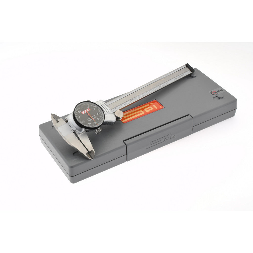 SPI CMS160725027 Dial Caliper 6", 0.001000" Graduation, 0.1" per Revolution, 0.0010" Accuracy, Calibrated, Stainless Steel Jaws