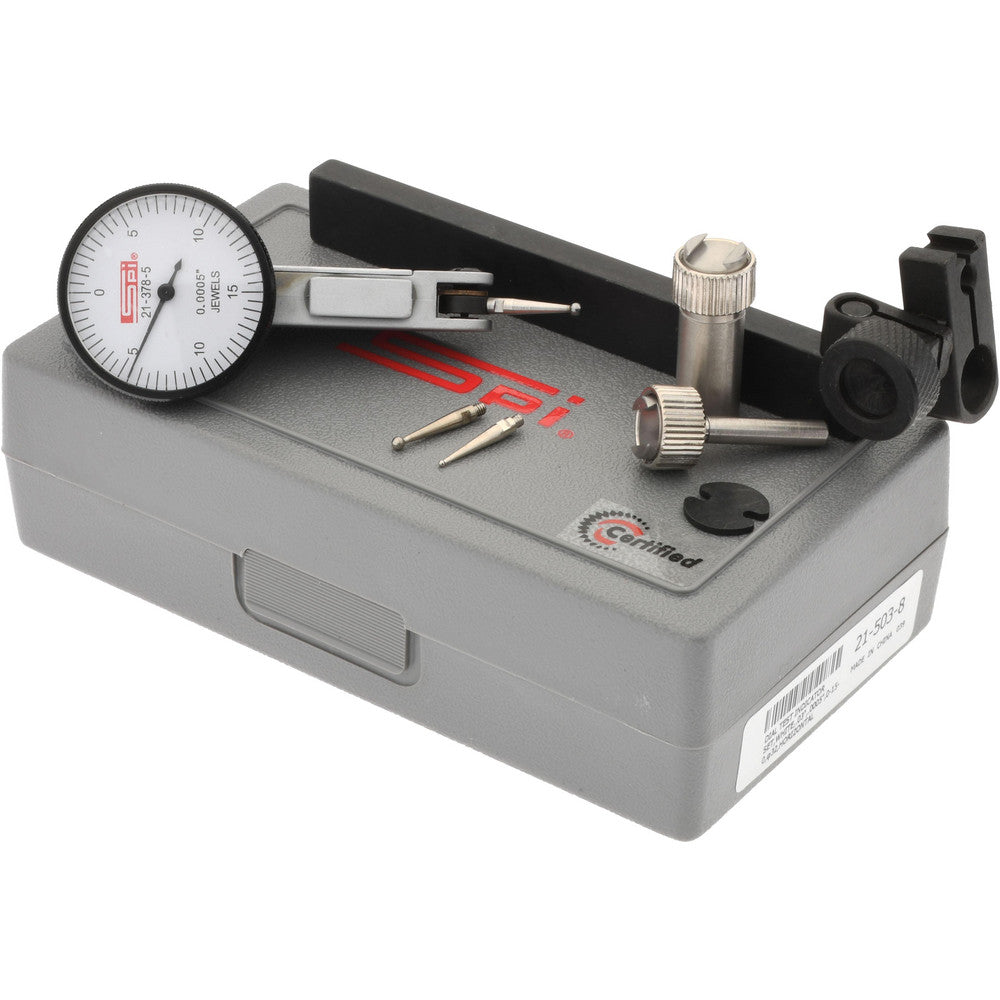 SPI CMS160726141 Test Indicator Kit 8 Pc, 0.03 to 0.03" Measuring Range, 1-1/4" Dial Dia, 0-15-0 Dial Reading