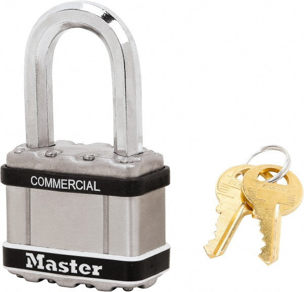 Master Lock M5KALFSTS Padlock Laminated Steel, Keyed Alike, 2" Wide, Chrome-Plated