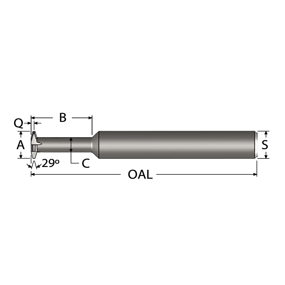 Scientific Cutting Tools, Inc. SPTM400FA-8LA Single Profile Acme Thread Mill 5/8-8, 8 to 8 TPI, Internal, 4 Flutes, Solid Carbide