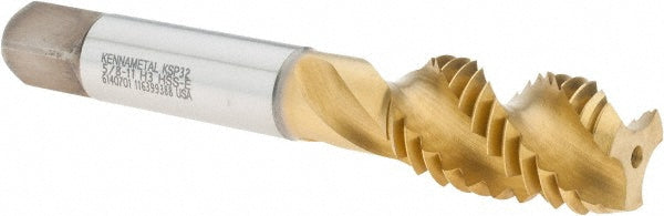 Kennametal 6140701 Spiral Flute Tap 5/8-11, 3 Flute, Modified Bottoming Chamfer, Cobalt, Multi-layer Finish