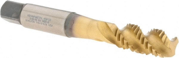 Kennametal 6140700 Spiral Flute Tap 3/8-16, 3 Flute, Modified Bottoming Chamfer, Cobalt, Multi-layer Finish
