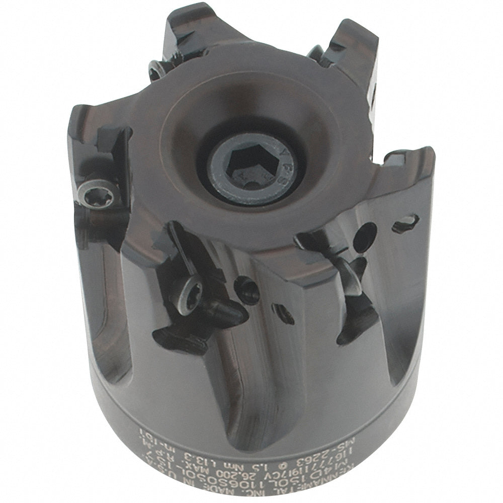 Kennametal 6139922 1-1/2" Cut Diam, 1/2" Arbor Hole Diam, 11mm Max Depth, Indexable Square-Shoulder Face Mill