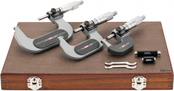 SPI CMS160725064 Mechanical Outside Micrometer Set 3 Pc, 0 to 3" Measurement