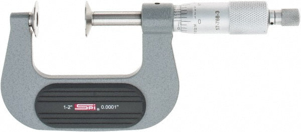 SPI CMS160725072 1 to 2", Ratchet Stop Thimble, Mechanical Disc Micrometer