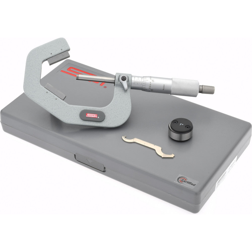SPI CMS160809117 1 to 2 Inch Measurement, 3 Flutes Measured, Ratchet Stop Thimble, Mechanical V Anvil Micrometer