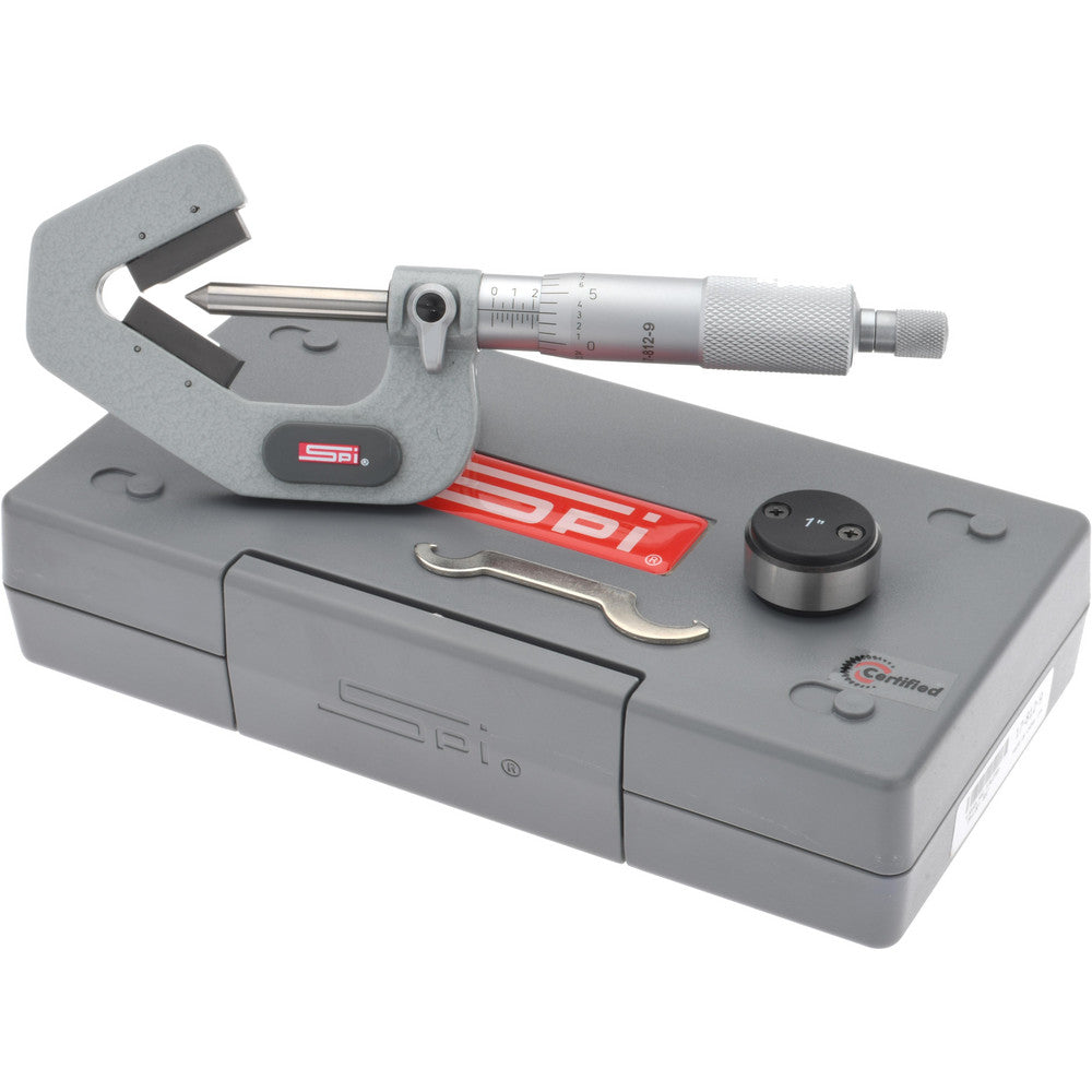 SPI CMS160809115 0.09 to 1 Inch Measurement, 3 Flutes Measured, Ratchet Stop Thimble, Mechanical V Anvil Micrometer