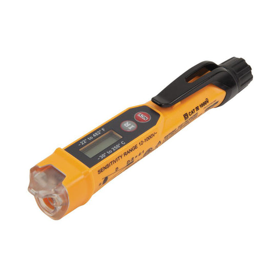 Klein Tools NCVT-4IR Circuit Continuity & Voltage Testers Tester Type Non-Contact Voltage Tester  Display Type Digital LCD  Power Supply AAA Battery  Includes IR Thermometer  Standards CAT IV 1000V  