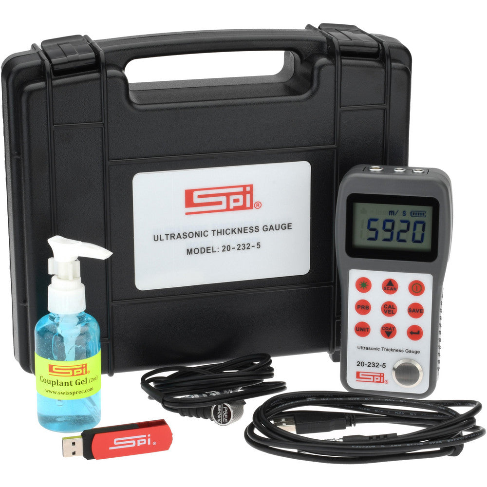 SPI 20-232-5 Electronic Thickness Gages Accuracy 0.0015 in  Features Through Coating  Anvil Face Material Steel