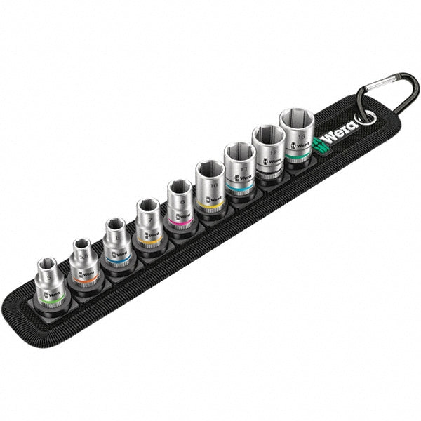 Wera 05003883001 Socket Set Deep, Impact, Insulated, Pass Through, Standard, Thin Wall & Standard, 9 Pc, 1/4" Drive, 5.00 mm Min, 13.00 mm Max