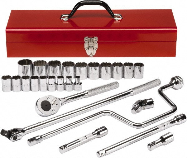 Proto J54124A Socket Set Standard, 26 Pc, 1/2" Drive, 3/8" Min, 1-1/4" Max