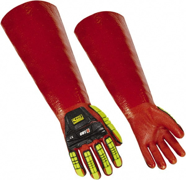 Ringers Gloves 075-10 Series R075 Chemical Resistant Gloves  Size Large,  10.00 Thick,  Polyvinylchloride,  Polyvinylchloride,