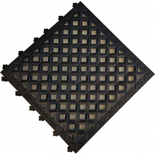 Ergo Advantage A2-B Anti-Fatigue Modular Tile Mat Dry Environment, 18" Length, 18" Wide, 1" Thick, Black