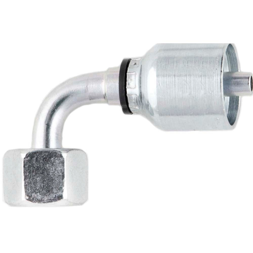 Parker 1B243-6-6 Hydraulic Hose Female BSP Parallel Pipe Swivel 90 &deg Elbow 60 &deg Cone Fitting 0.375" ID, 6 mm, 3/8-19, 8,000 psi
