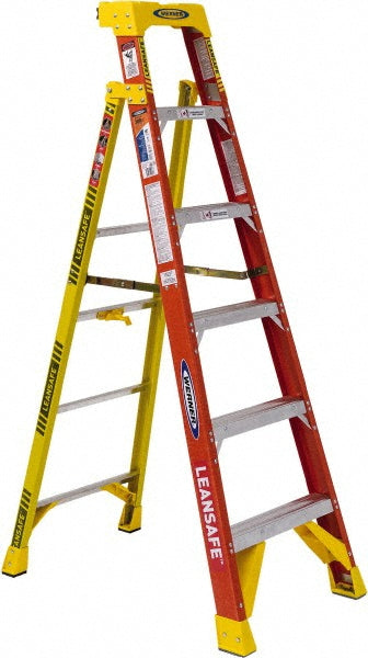 Werner L6206 5 Step Fiberglass Foldable Step Ladder Type IA 300 lb Capacity 6' Height