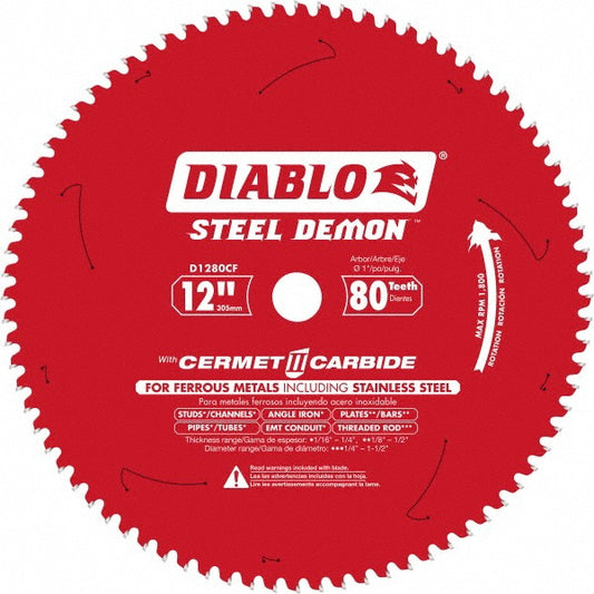 DIABLO D1280CF Wet & Dry Cut Saw Blade 12" Dia, 1" Arbor Hole, 80 Teeth