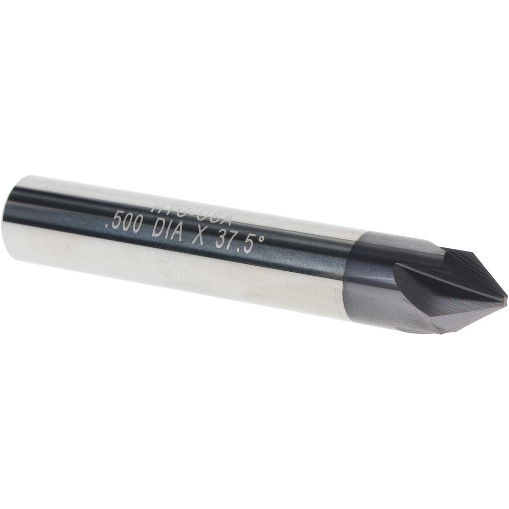 Harvey Tool 18338-C3 Chamfer Mill 1/2" Dia, 1/2" Shank Dia, 75 deg, 4 Flute, Solid Carbide, Single End