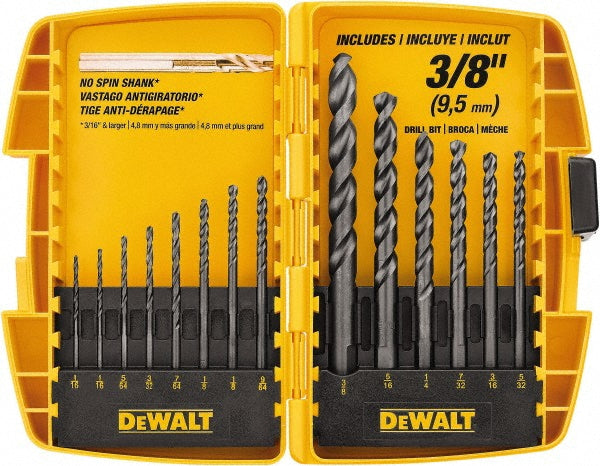 DeWALT DW1162 Drill Bit Set Jobber Length Drill Bits, 14 Pc, 135 &deg, High Speed Steel