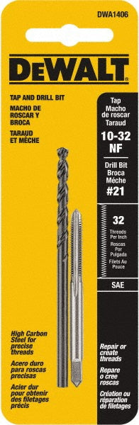 DeWALT DWA1406 Combination Drill Tap #10-32, 2B, 2 Flutes, High Carbon Steel