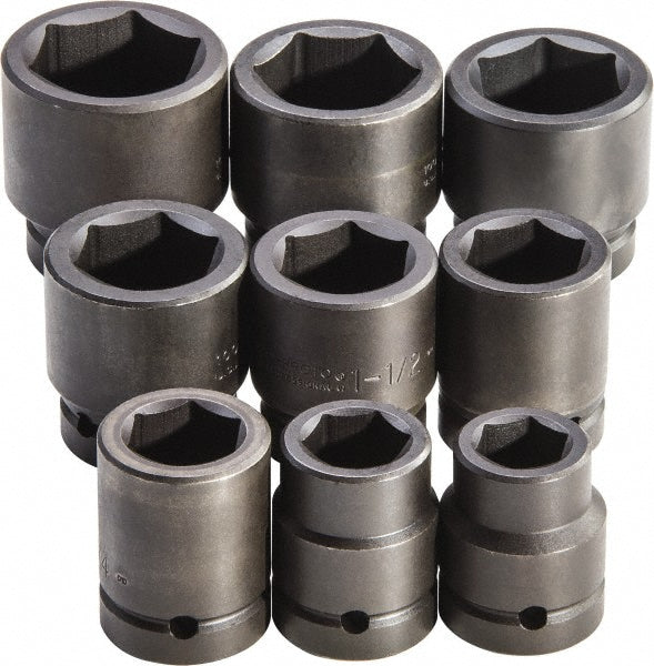 Proto J76109 Impact Standard Socket Set 9 Pc, 1" Drive, 1 to 2" Socket