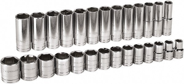 GEARWRENCH 80729 Deep Standard Socket Set 27 Pc, 1/2" Drive, 7/16 to 1-1/2" Socket
