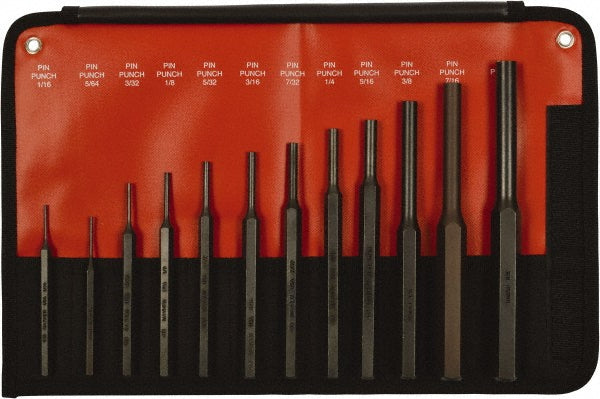 Mayhew 62078 Pin Punch Set 12 Pc, 0.0625 to 0.5"