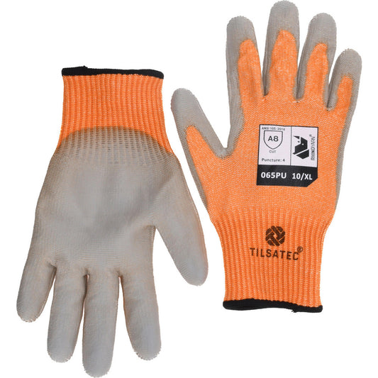 Tilsatec TTP065PU-100 Cut, Puncture & Abrasion-Resistant Gloves Tilsatec TTP065PU, Size X-Large, ANSI Cut A8, ANSI Puncture 4, Polyurethane, RhinoYarn