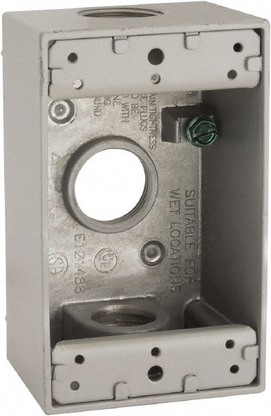 Hubbell-Raco 5324-0 Electrical Device Box Aluminum, Rectangle, 4-1/2" OAH, 2-3/4" OAW, 2" OAD, 1 Gang