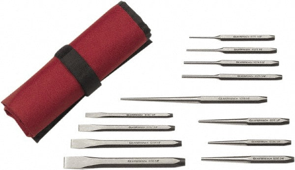 GEARWRENCH 82305 12 Piece Center Punch, Cold Chisel, Starter & Long Taper Punch Set