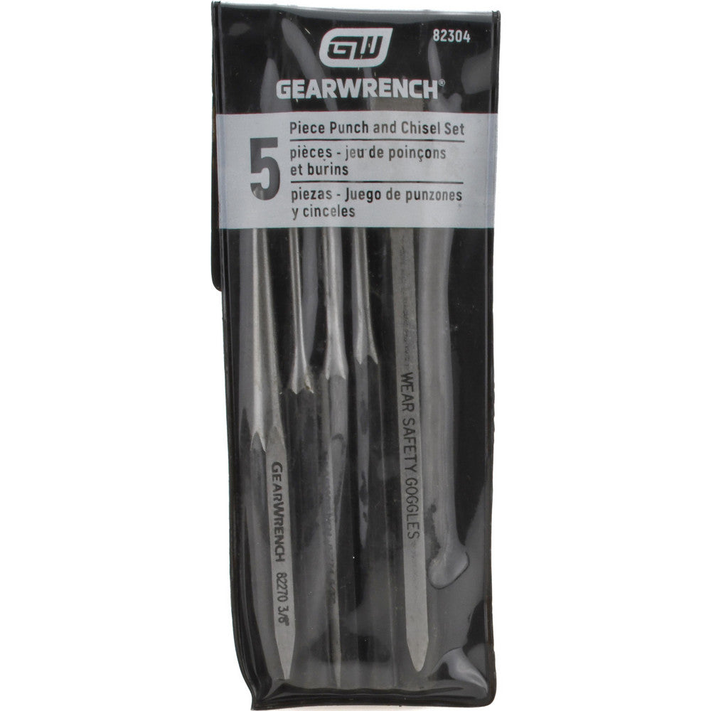 GEARWRENCH 82304 5 Piece Cold Chisel, Center & Pin Punch Set