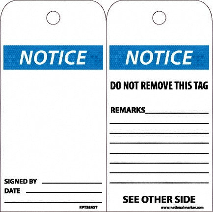 AccuformNMC RPT38AST Accident Prevention Tag Rectangle, 6" High, Poly, "Danger"