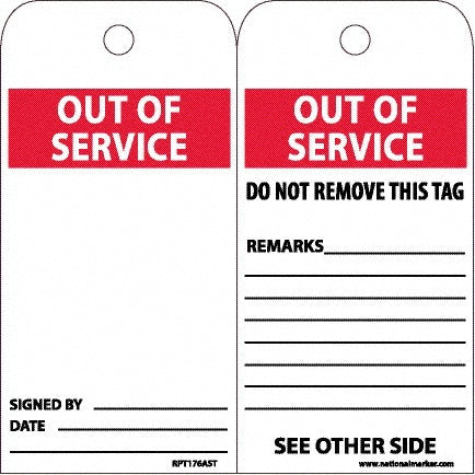 AccuformNMC RPT176AST Accident Prevention Tag 6" High, Synthetic Paper, "Blank"