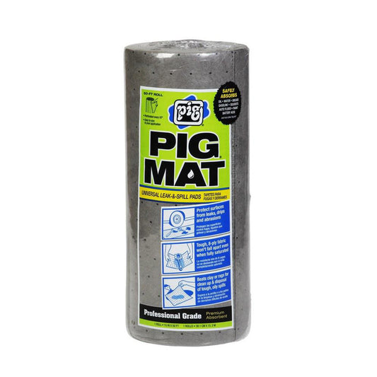 New Pig 25201 Pads, Rolls & Mats Product Type Mat  Application Universal Use  Overall Length (Inch) 50  Width (Decimal Inch - 4 Decimals) 15  Material Polypropylene  Fluids Absorbed Automotive Fluids Oil Based Liquids Water Toxic Fluids