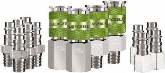 Legacy A53458FZ 14 Piece 1/4" Body 1/4 NPT 300 psi Steel/Aluminum High Flow Pneumatic Coupling Plug Set