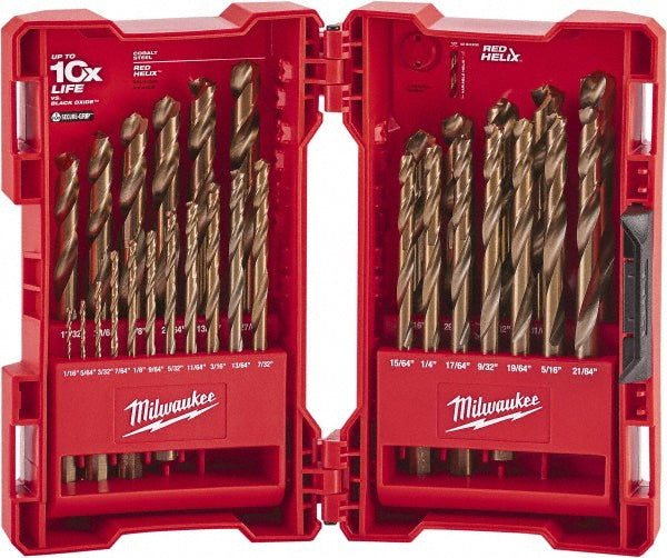 Milwaukee Tool 48-89-2332 Drill Bit Set  Maintenance Length Drill Bits,  29 Pc,  0.0625" to  0.484" Drill Bit Size,  135 deg, Cobalt