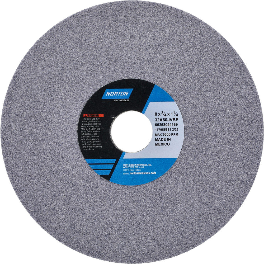 Norton 66253044169 Surface Grinding Wheel 8" Dia, 3/4" Thick, 1-1/4" Hole, 60 Grit, I Hardness