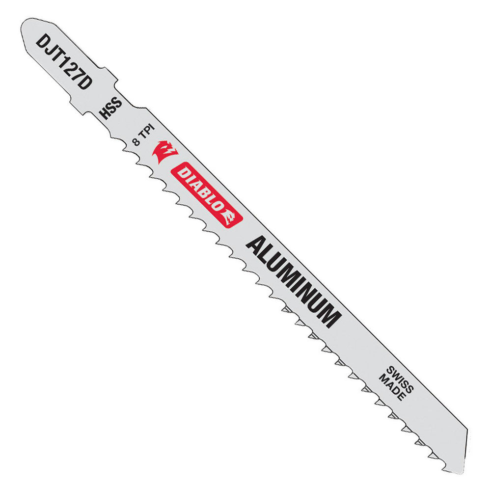 DIABLO DJT127D5 Jigsaw Blades Blade Material High Speed Steel  Blade Length (Inch) 4  Blade Width (Decimal Inch) 6.6900  Blade Thickness (Decimal Inch) 0.0400  Shank Type T-Shank  Cutting Edge Style Toothed