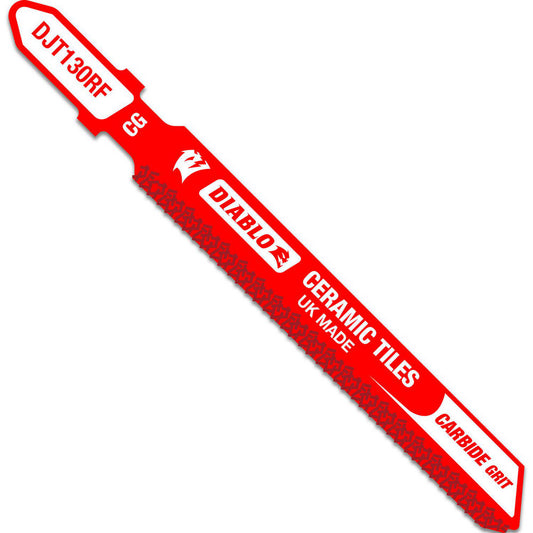 DIABLO DJT130RF Jigsaw Blades Blade Material Carbide Grit  Blade Length (Inch) 3-1/4  Blade Width (Decimal Inch) 6.6900  Blade Thickness (Decimal Inch) 0.0400  Shank Type T-Shank  Cutting Edge Style Grit