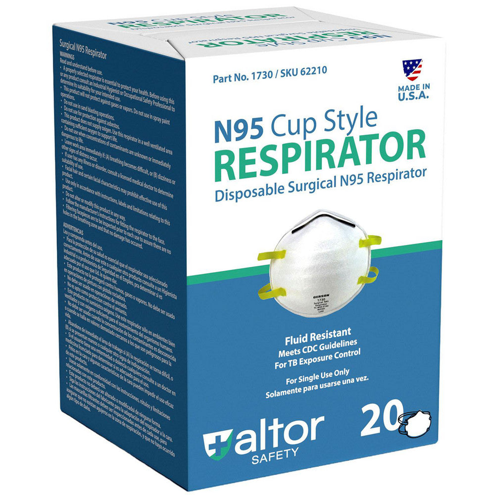 Altor Safety 62210 N95 Respirator Contains Nose Clip, White, Size Universal