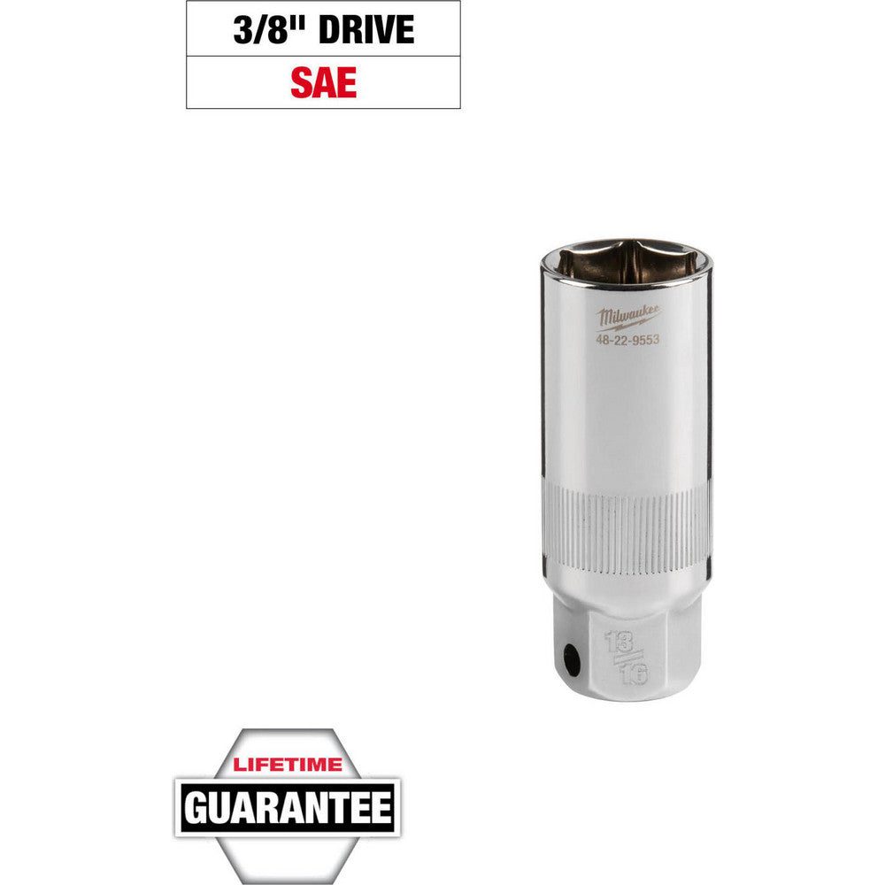 Milwaukee Tool 48-22-9553 Hand Sockets Socket Type Spark Plug  Socket Size (Inch) 13/16  Drive Size 3/8  Drive Style Square  Number Of Points 6  Overall Length (Decimal Inch) 2.6800