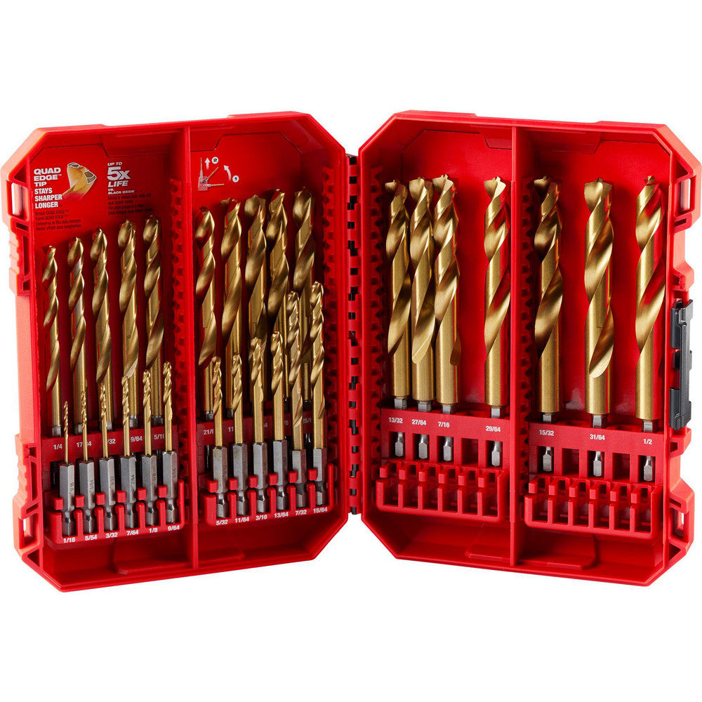 Milwaukee Tool 48-89-4672 Drill Bit Sets Drill Bit Set Type Hex Shank Drill Bits  Number of Pieces 29  Tool Material High-Speed Steel  Coating/Finish TiN  Cutting Direction Right Hand  Shank Type Hex