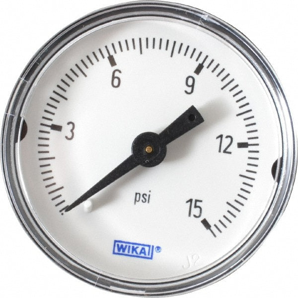 Wika 9690209 Pressure Gauge 1-1/2" Dial, 1/8" Thread, NPT, Center Back Mount