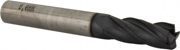 Kyocera SGS Precision Tools 40017 Corner Radius End Mill 8 mm Dia, 0.787" LOC, 1 mm Radius, 4 Flutes, Solid Carbide
