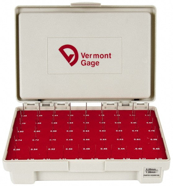 Vermont Gage 102200100 Class ZZ Plug Gage Set 0.2 to 1.28 mm Range, 55 Pc