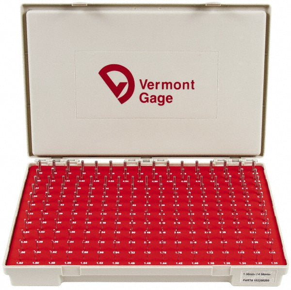 Vermont Gage 102200200 Class ZZ Plug Gage Set 1.3 to 4.98 mm Range, 185 Pc