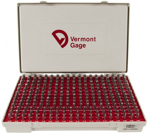 Vermont Gage 102200300 Class ZZ Plug Gage Set 5 to 9.98 mm Range, 250 Pc