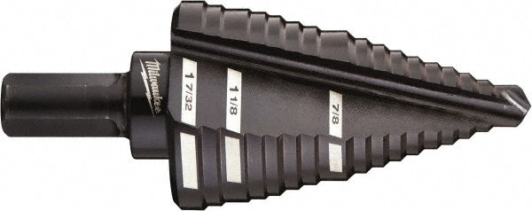 Milwaukee Tool 48-89-9211 Step Drill Bits 7/8" to 1-7/32" Hole Dia, 3/8" Shank Dia, High Speed Steel, 13 Hole Sizes